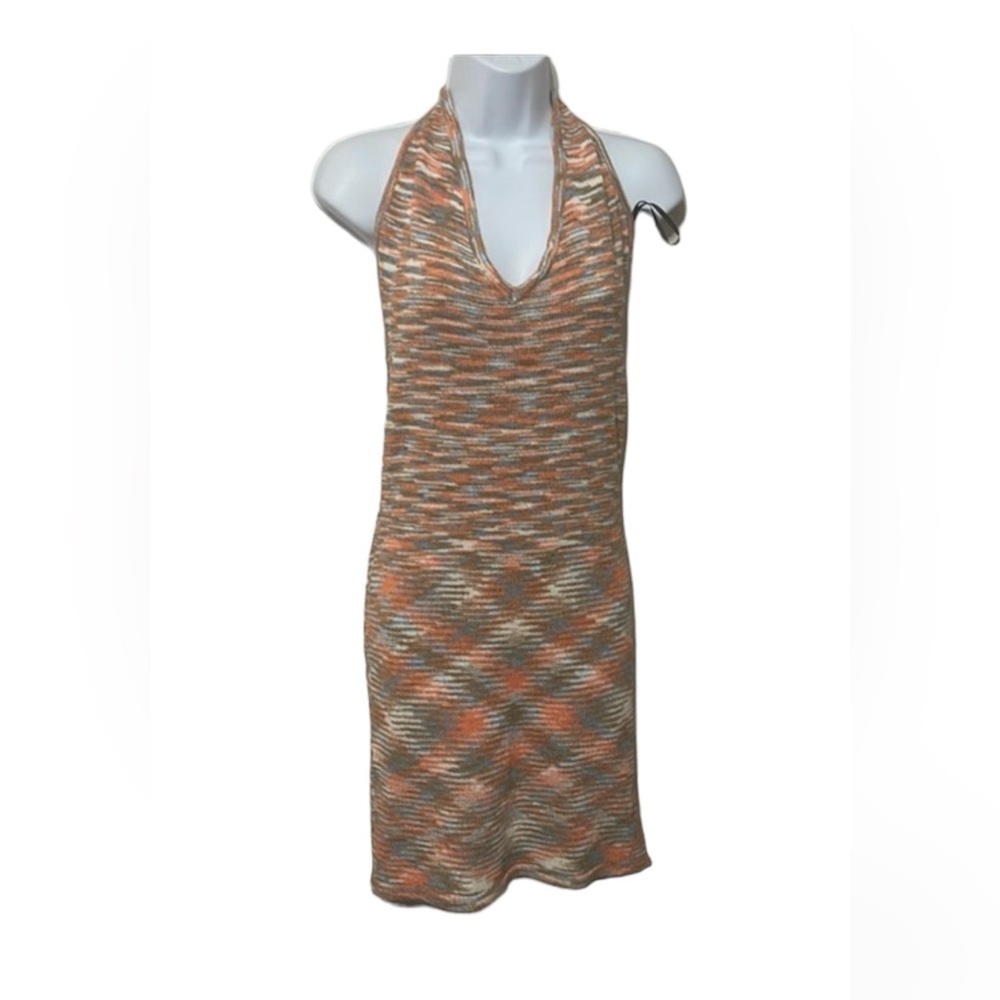 Marled Knit Backless Halter Sweater Dress Size Xl
